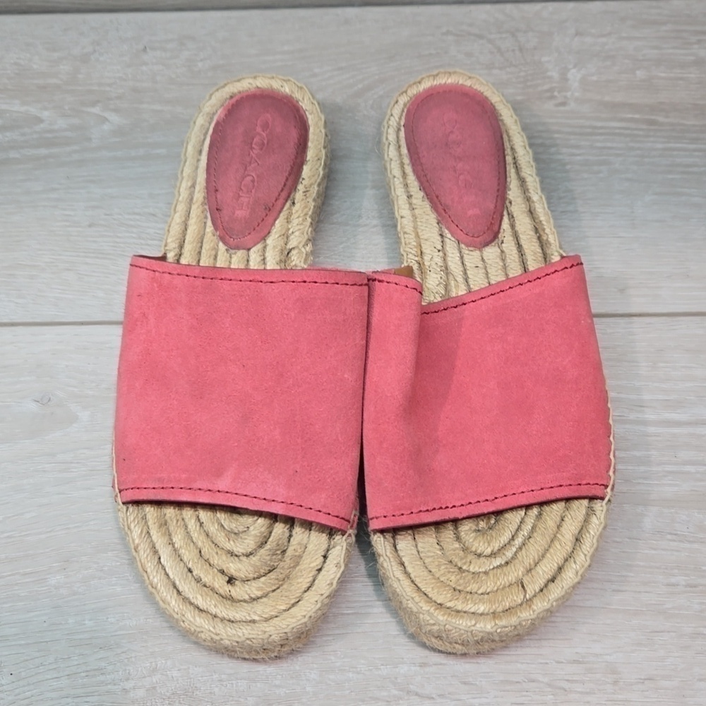 Coach Women Espadrille Leather Sandals shoes flats sz 8B - Picture 2 of 13